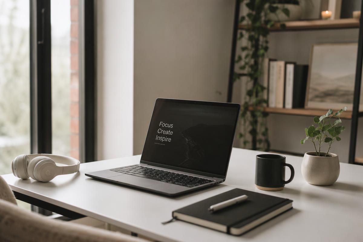 Bureau minimaliste pour travailler à distance en tant que closer